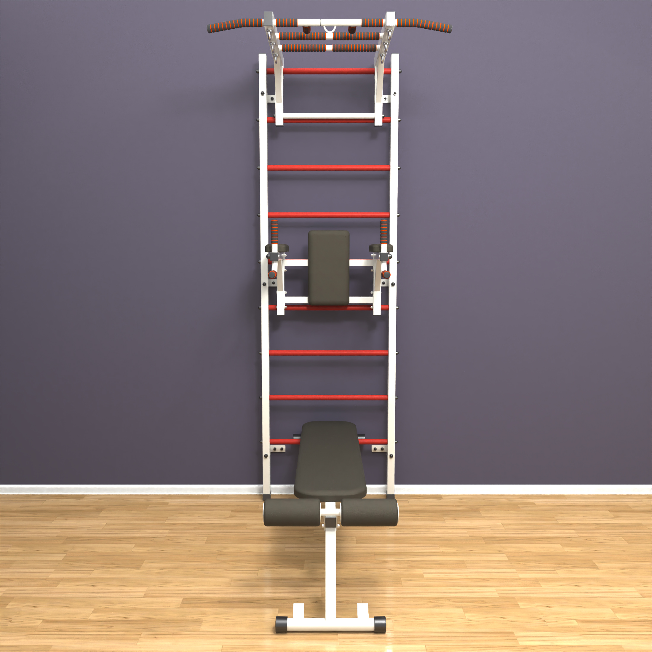 Шведская стенка «LittleSport» Л 3.0 Белый красные ступени