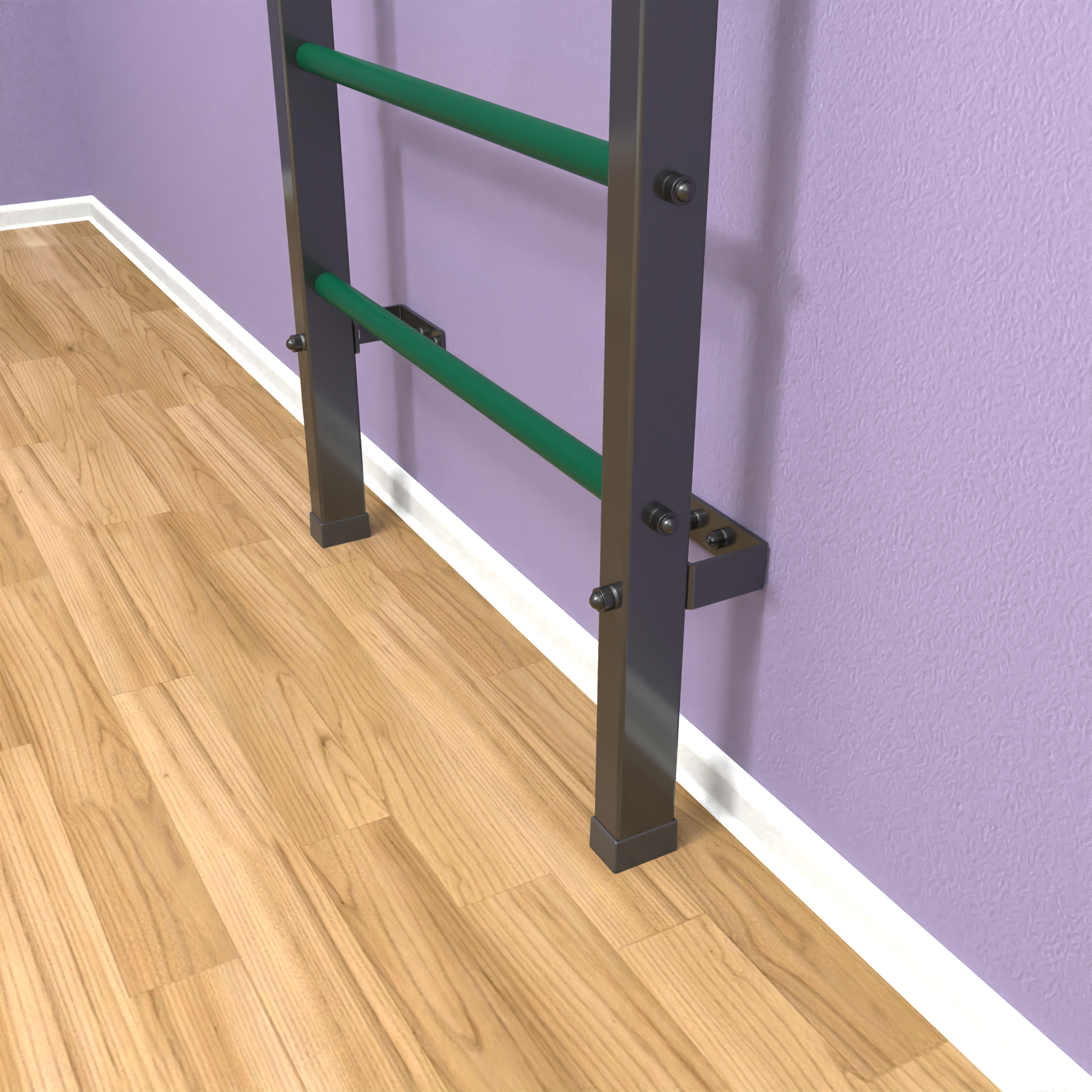 Шведская стенка «LittleSport» ПУ Графит зеленые ступени