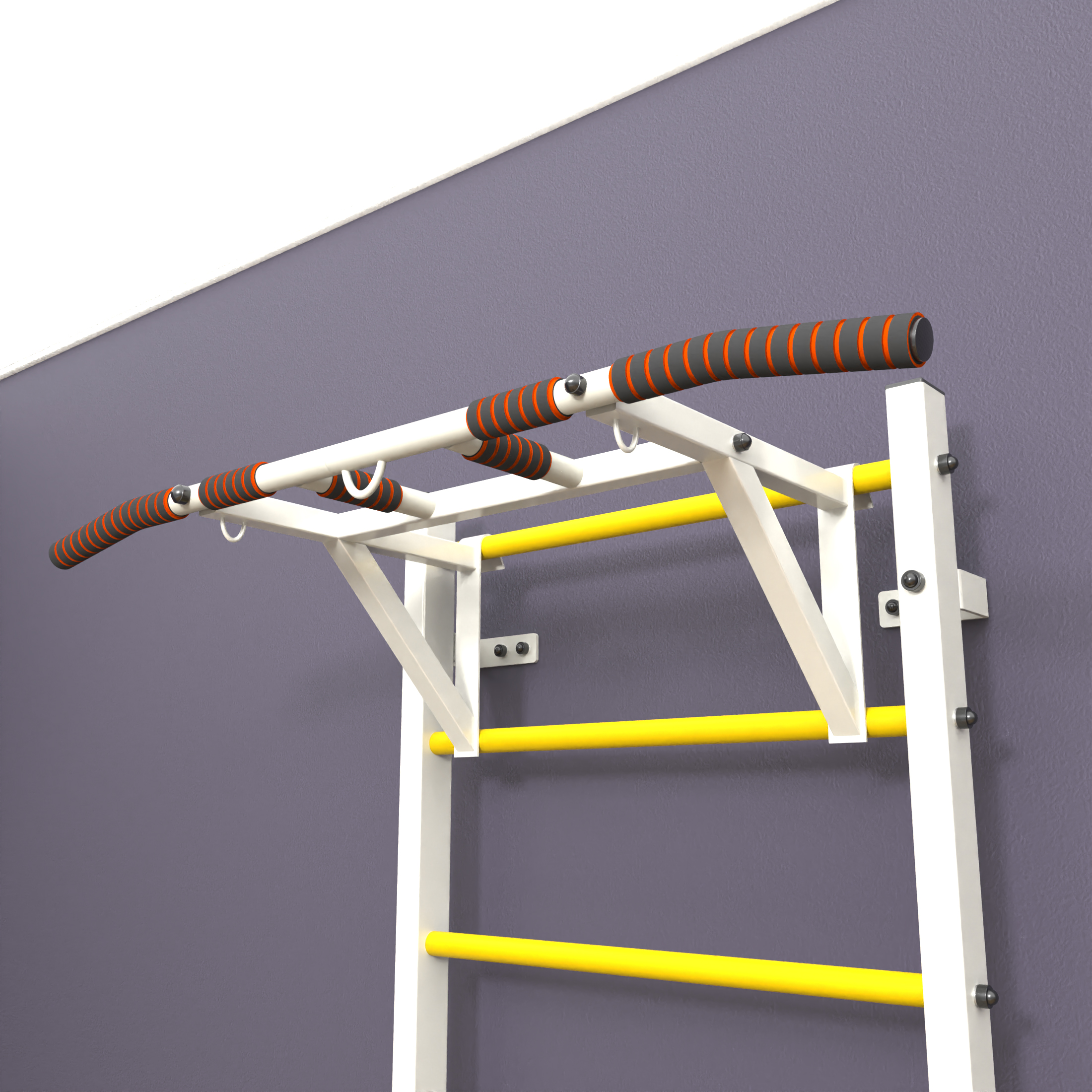 Шведская стенка «LittleSport» ПУ 3.0 Белый желтые ступени